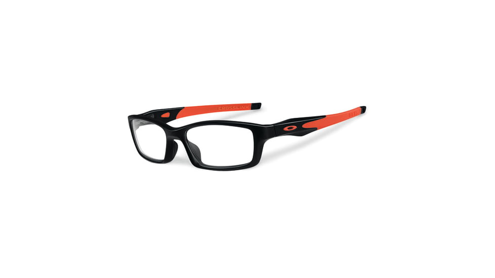 Oakley Crosslink Eyeglass Frames with Non-Rx Lenses, Polished Black/Orange Frame, 53mm OX8027-1153