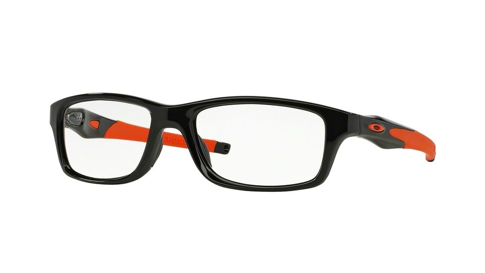 Oakley Crosslink Eyeglasses 803007-55 - Polished Black/Orange Frame, Clear Lenses