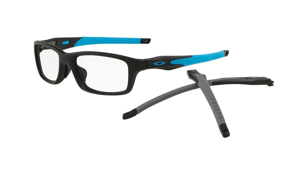 Oakley CROSSLINK RANGE A OX8044 Eyeglass Frames 804401-55 - Satin Black/Sky Blue Frame, Clear Lenses