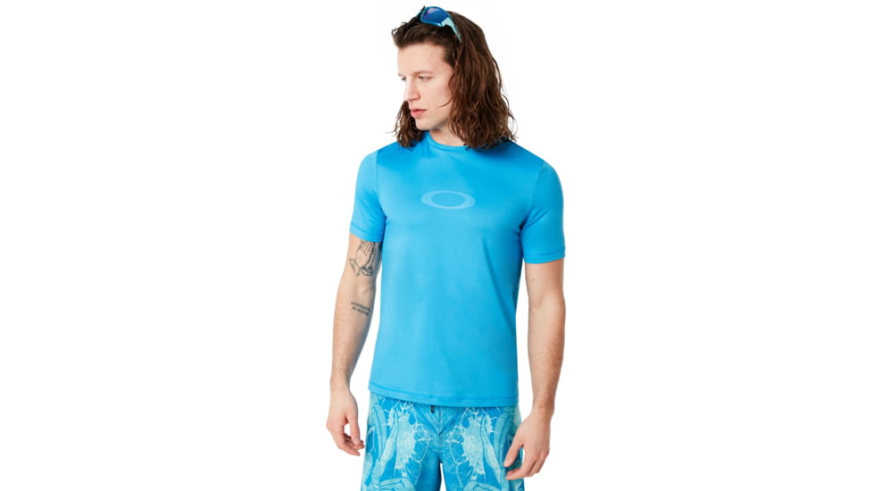 Oakley Ellipse Logo Rashguard - Mens, Hawaiian Blue, Extra Large, 457602-6HB-XL