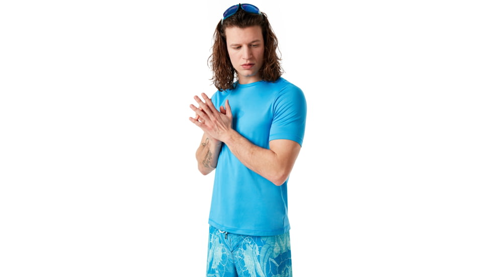 Oakley Ellipse Logo Rashguard - Mens, Hawaiian Blue, Extra Large, 457602-6HB-XL