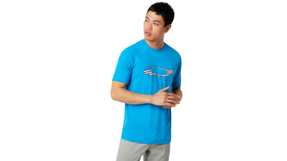 Oakley Ellipse Usa Short Sleeve - Mens, Hawaiian Blue, Extra Small, 457355-6HB-XS