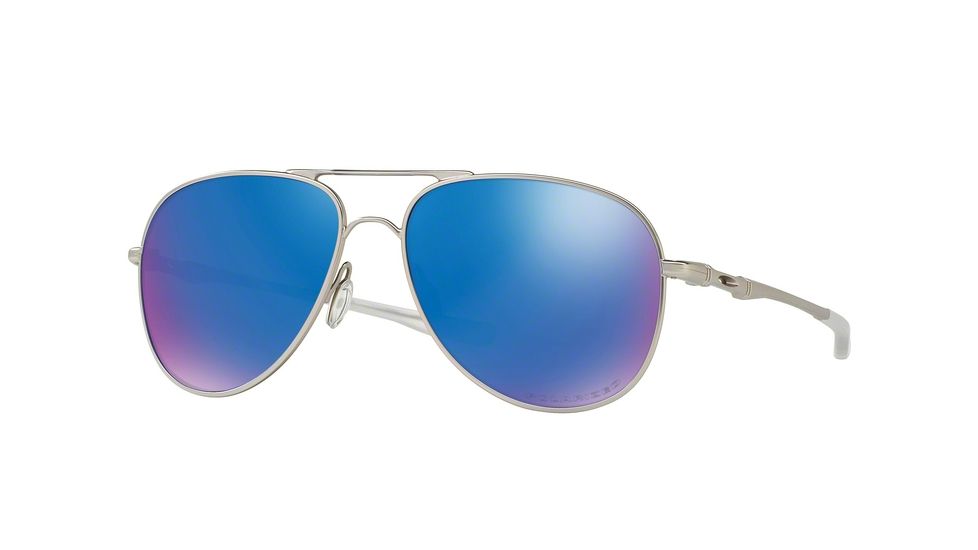 Oakley ELMONT M &amp; L OO4119 Sunglasses 411907-60 - Satin Chrome Frame, Sapphire Iridium Polarized Lenses