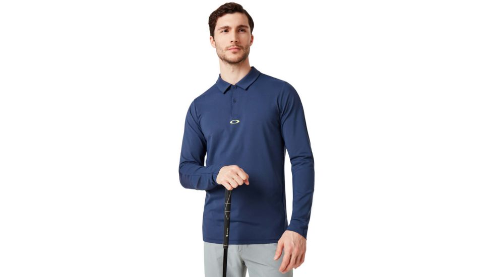 Oakley Engineered Insert Long Sleeve Polo - Mens, Foggy Blue, Large, 434421-6FB-L