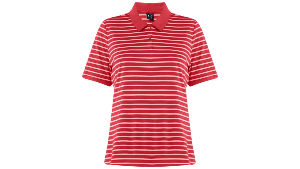 Oakley Enjoy Striped Golf Polo Short Sleeve - Womens, Cherry Red, Extra Large, 532357-483-XL
