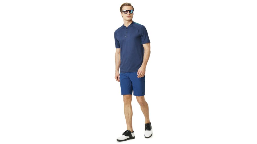 Oakley Ergonomic Evolution Polo Short Sleeve - Mens, Dark Blue Med Htr, Large 434326-6E2-L