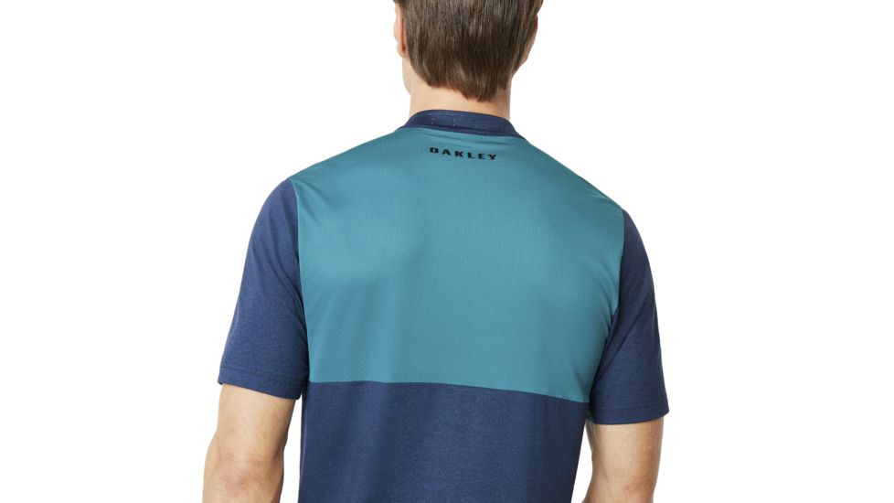 Oakley Ergonomic Evolution Polo Short Sleeve - Mens, Dark Blue Med Htr, Large 434326-6E2-L
