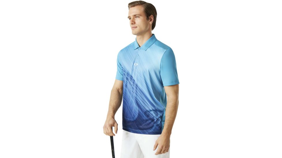 Oakley Exploded Ellipse Short Sleeve Golf Polo - Mens, Stormed Blue, Extra Large, 434310CRS-6SB-XL