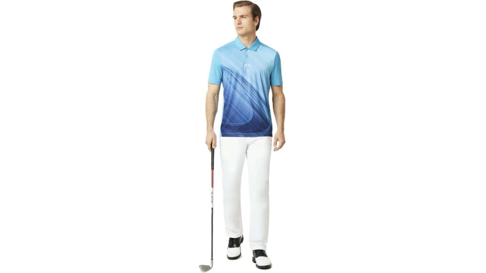 Oakley Exploded Ellipse Short Sleeve Golf Polo - Mens, Stormed Blue, Extra Large, 434310CRS-6SB-XL