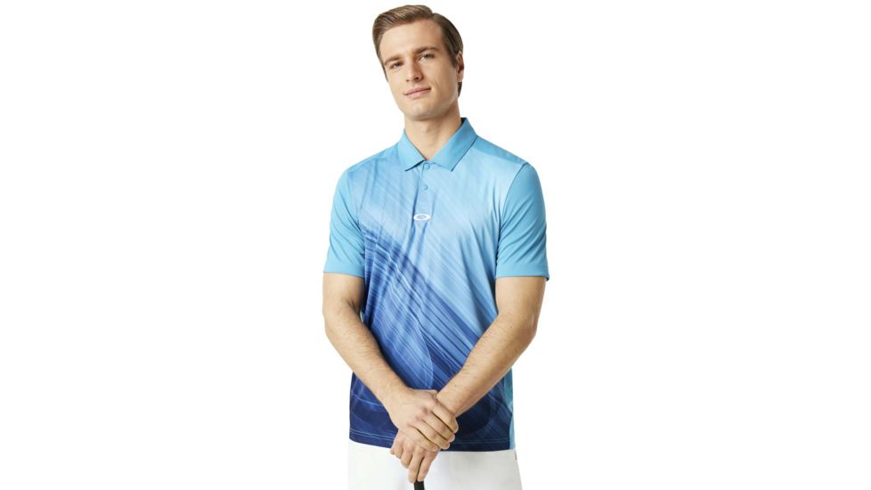 Oakley Exploded Ellipse Short Sleeve Golf Polo - Mens, Stormed Blue, Extra Large, 434310CRS-6SB-XL
