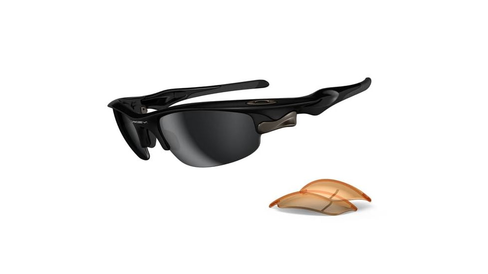 Oakley Fast Jacket Sunglasses - Polished Black Frame w/ Black Iridium &amp; Persimmon Lenses OO9097-01