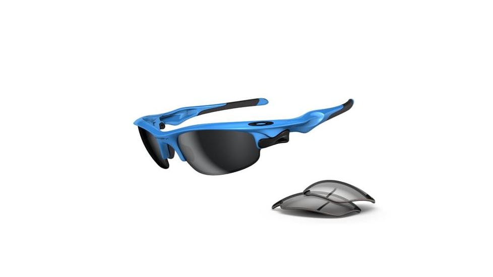 Oakley Fast Jacket Sunglasses, Sky Blue Frame, Black Iridium &amp; Clear Lens OO9097-04