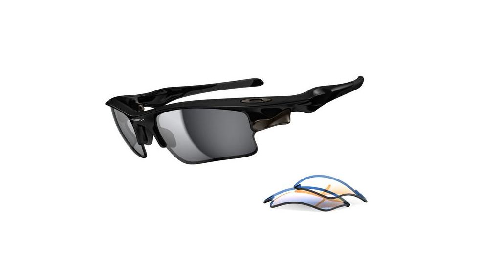 Oakley Fast Jacket XL Mens Sunglasses Polished Black Frame, Black Iridium and P42 Lens OO9156-18