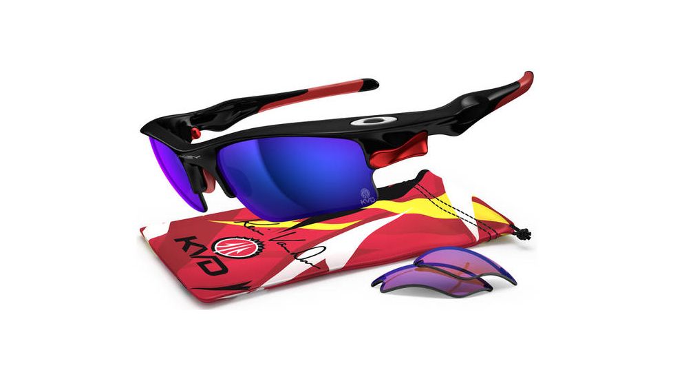 Oakley Fast Jacket XL Mens Sunglasses KVD Polished Black Frame, Shallow Blue Iridium Polarized and G30 Lens OO9156-23