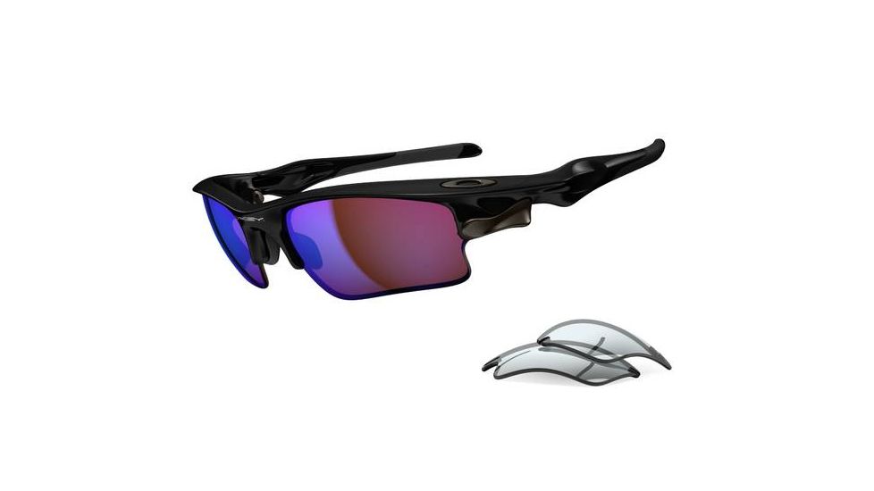 Oakley Fast Jacket XL Mens Sunglasses Polished Black Frame, G30 and Grey Lens OO9156-19