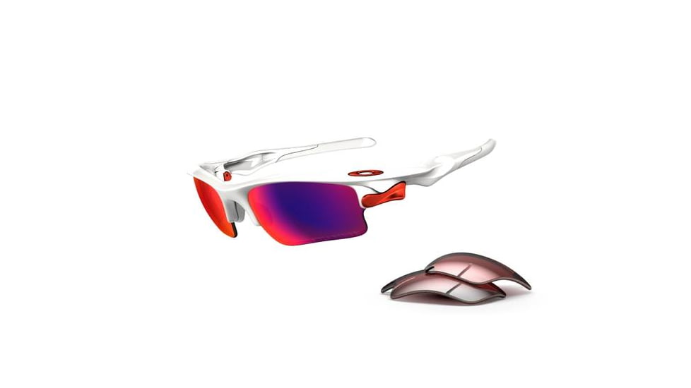Oakley Fast Jacket XL Sunglasses - Polished White Frame w/ OORedPolar &amp; G40 Lenses OO9156-07