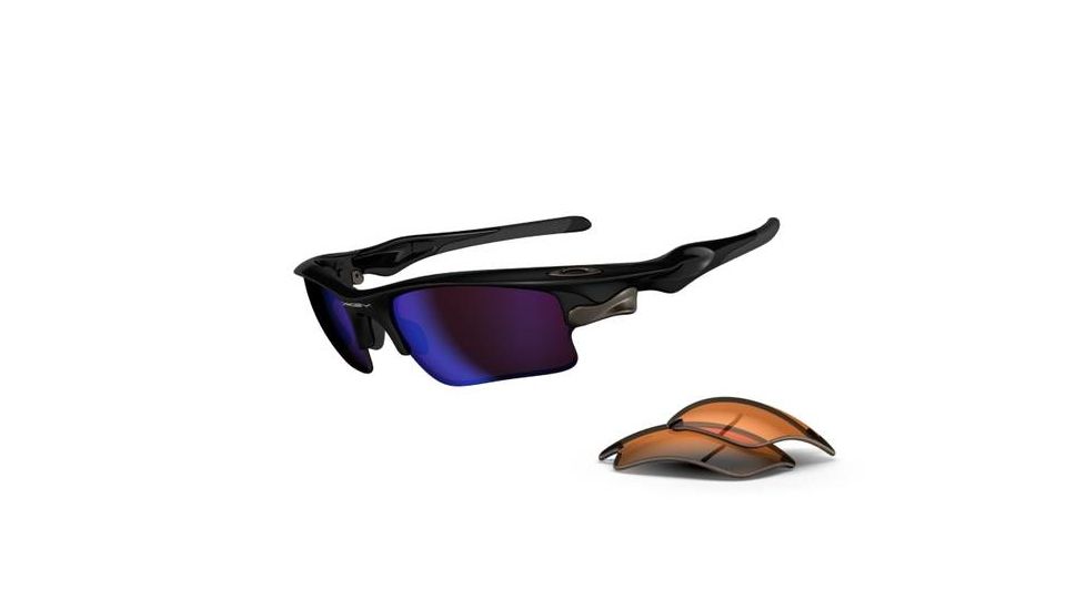 Oakley Fast Jacket XL Sunglasses, Polish Blk Frame, G30 Irid+Persimmon Lens OO9156-03
