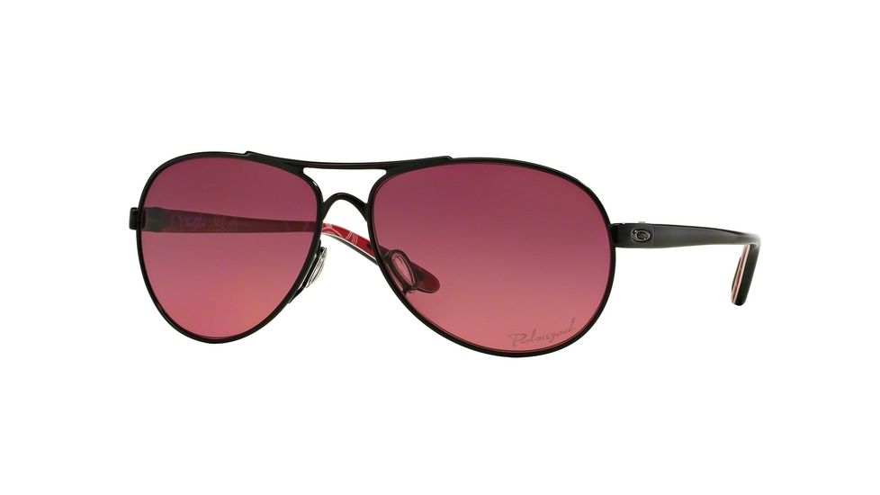Oakley Feedback Womens Sunglasses 407915-59 - Polished Black Frame, Rose Gradient Polarized Lenses