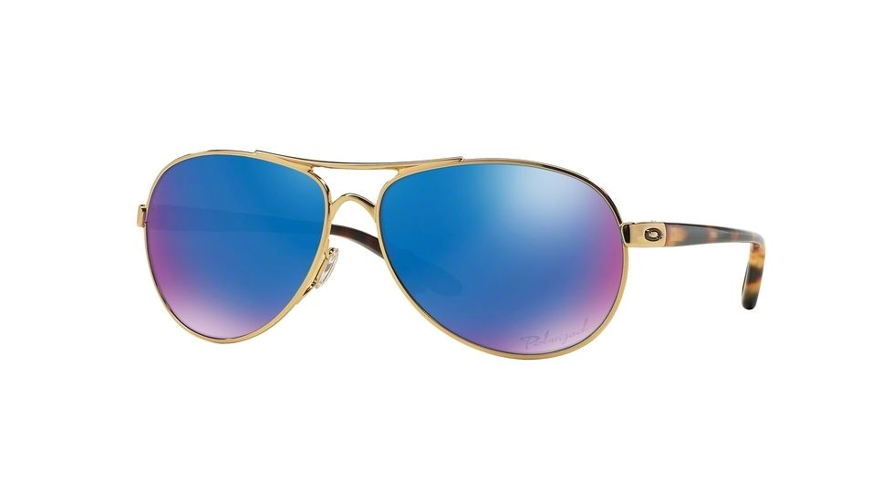 Oakley Feedback Womens Sunglasses 407917-59 - Polished Gold Frame, Sapphire Irid Polar Lenses