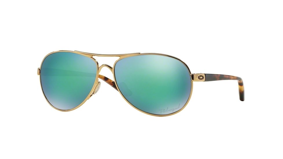 Oakley Feedback Womens Sunglasses 407920-59 - Polished Gold Frame, Jade Irid Polar Lenses