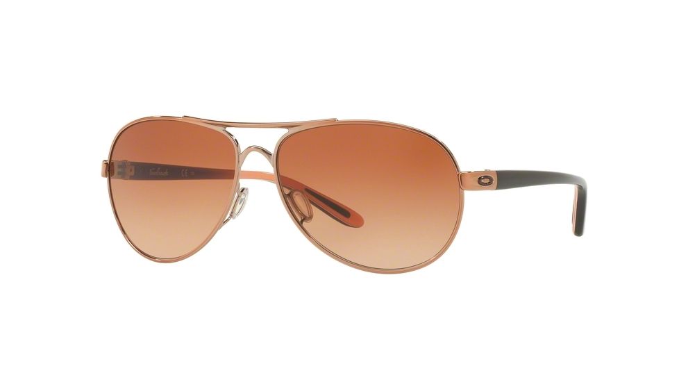 Oakley Feedback Womens Sunglasses 407925-59 - Rose Gold Frame, VR50 Brown Gradient Lenses
