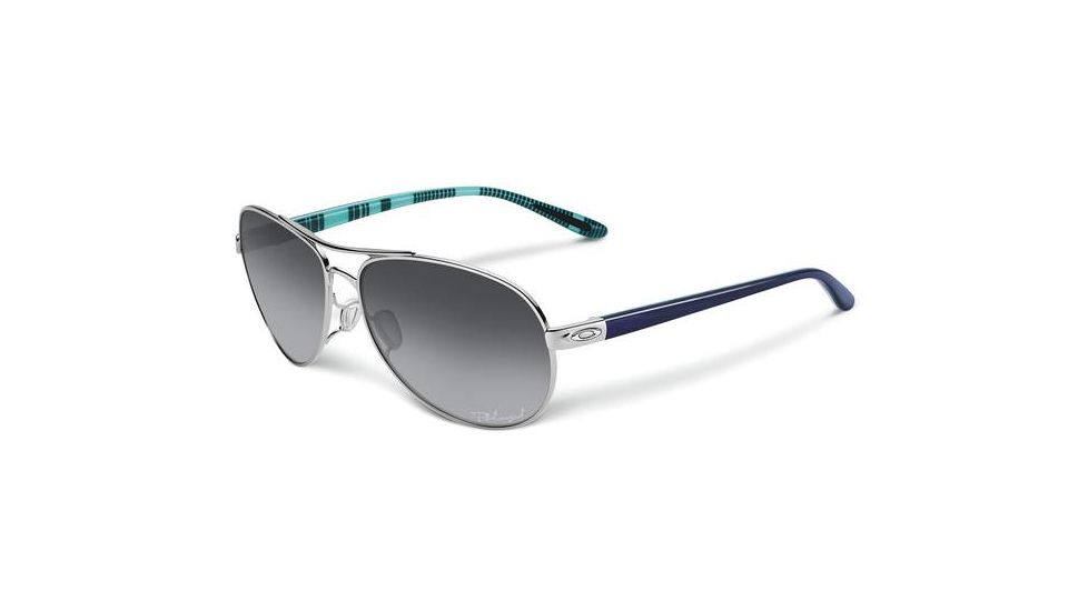 Oakley Feedback Womens Sunglasses, Polished Chrome Frame, Grey Gradient Polarized Len OO4079-07