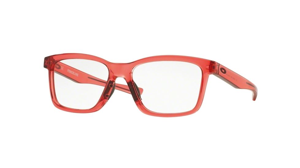 Oakley FENCELINE OX8069 Single Vision Prescription Eyeglasses 806910-53 - Frosted Red Frame