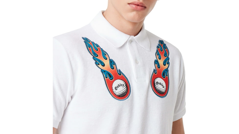 Oakley Flame Terry Short Sleeve Polo Tnp - Mens, White, Medium, 434445-100-M