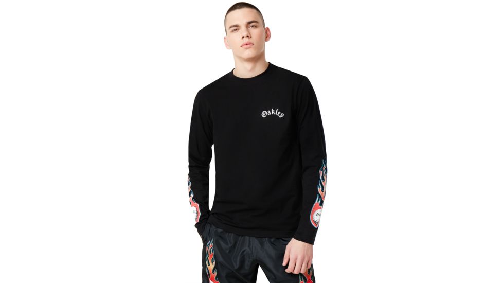 Oakley Flames Ls T-Shirt Tnp - Mens, Blackout, Large, 457976-02E-L