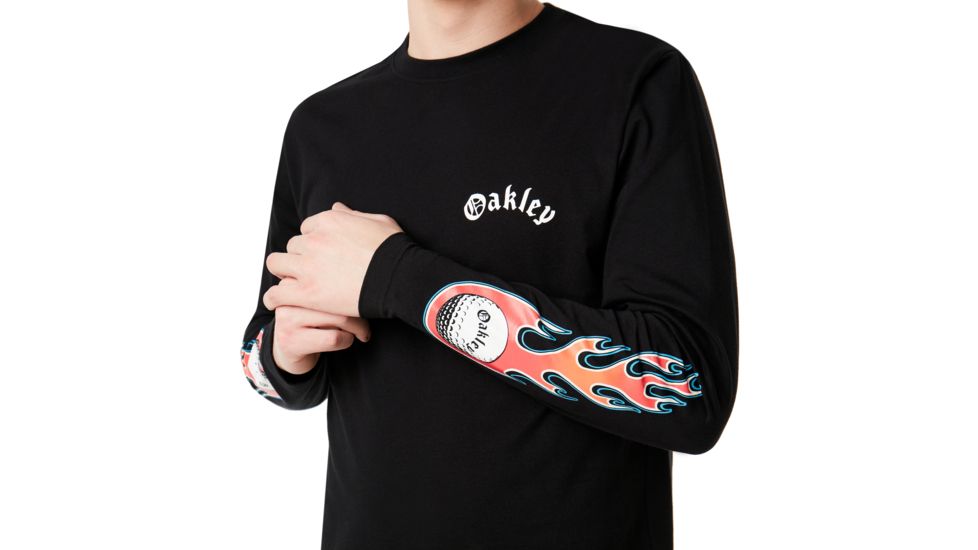 Oakley Flames Ls T-Shirt Tnp - Mens, Blackout, Large, 457976-02E-L