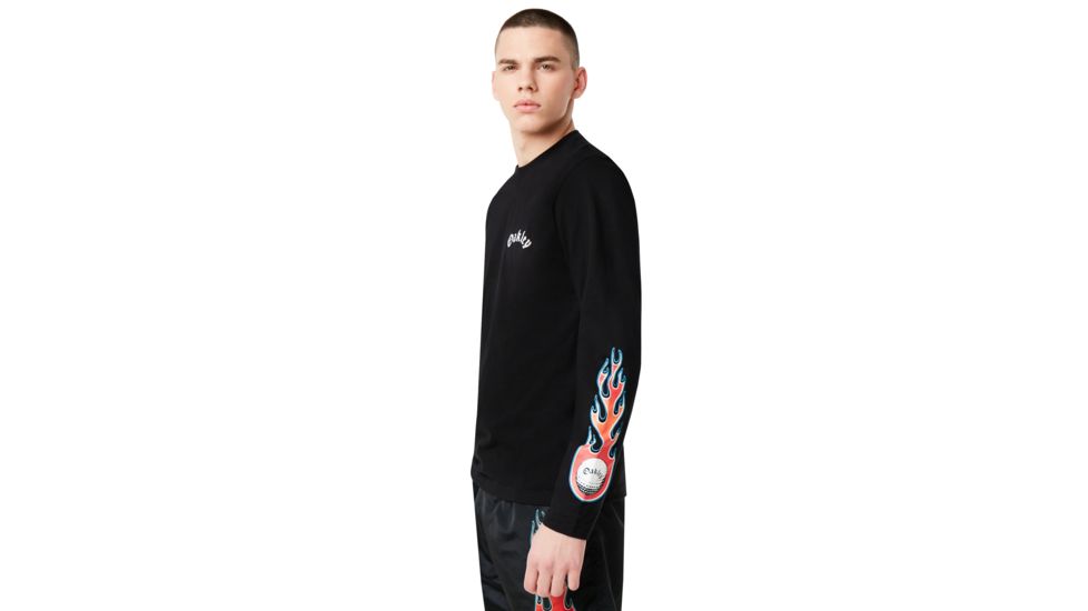 Oakley Flames Ls T-Shirt Tnp - Mens, Blackout, Large, 457976-02E-L