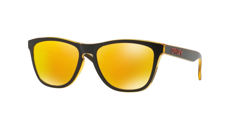 Oakley Frogskins A OO9245 Single Vision Prescription Sunglasses OO9245-924571-54 - Lens Diameter 54 mm, Frame Color Matte Black/translucent Yellow