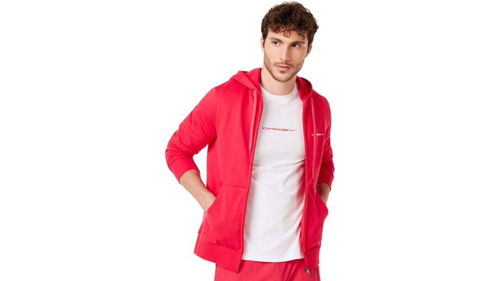 Oakley Full Zip Basic Fleece Hoodie - Mens, Virtual Pink, Medium, 472568-89D-M