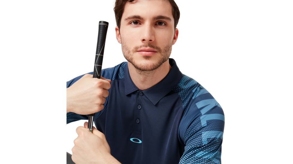 Oakley Graphic Logo Sleeves Polo - Mens, Foggy Blue, Medium, 434433-6FB-M