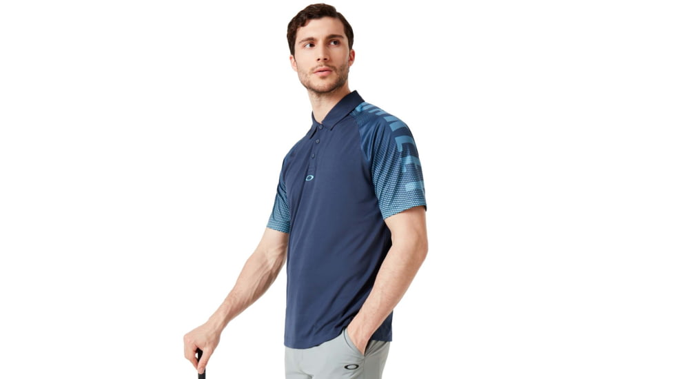Oakley Graphic Logo Sleeves Polo - Mens, Foggy Blue, Medium, 434433-6FB-M