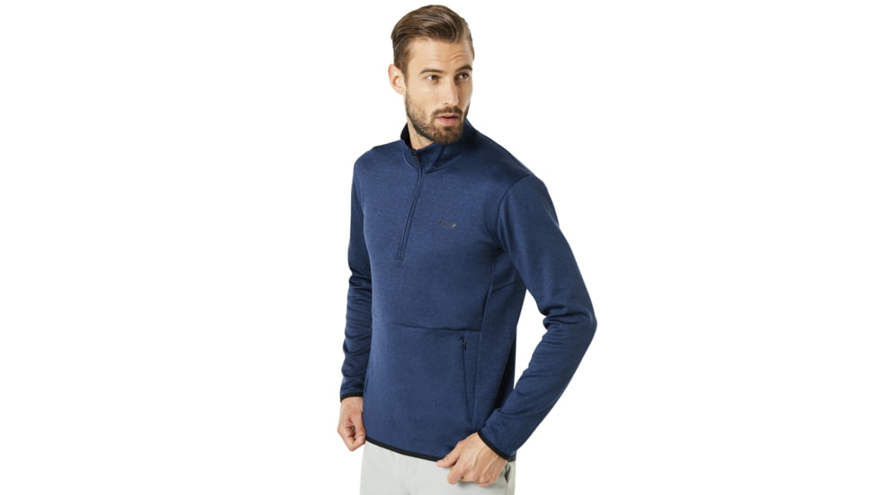 Oakley Half Zip Golf Fleece - Mens, Dark Blue Med Htr, Large, 461662-6E2-L