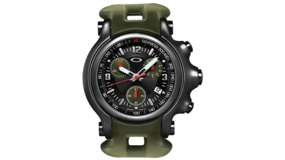 Oakley Holeshot Quartz Watch, 10th Mountain Dial and Olive Rubber Strap w/ Honed Case 10-281