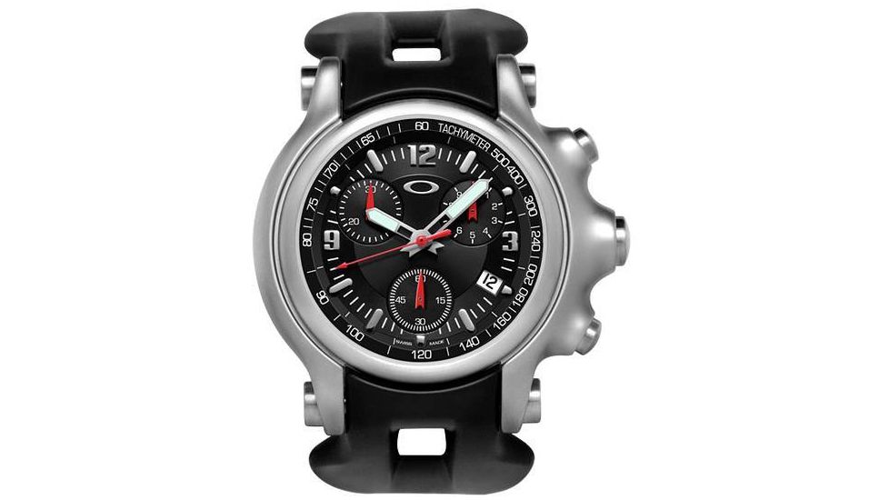 Oakley Holeshot Quartz Watch, Black Dial and Black Rubber Strap w/ Honed Case 10-215