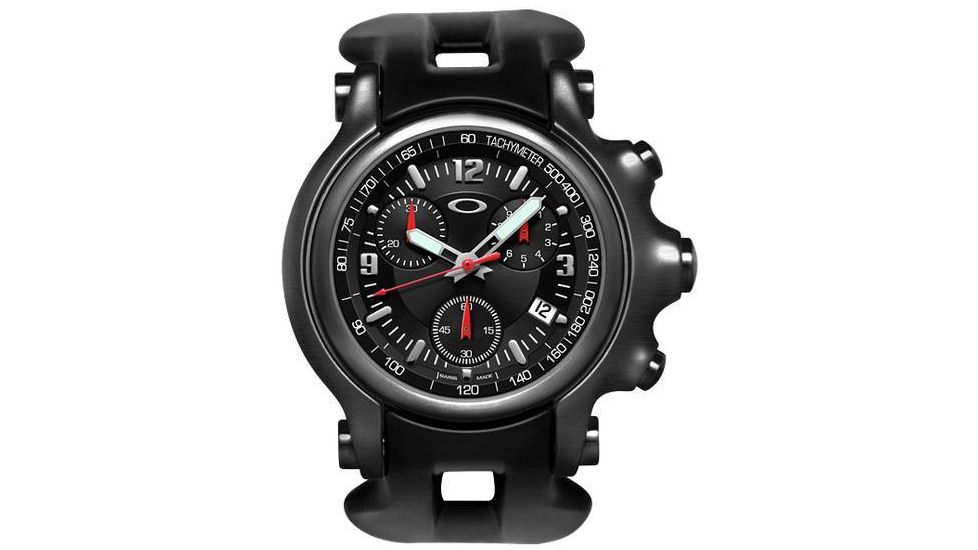 Oakley Holeshot Quartz Watch, Black Dial and Black Rubber Strap w/ Stealth Case 10-228