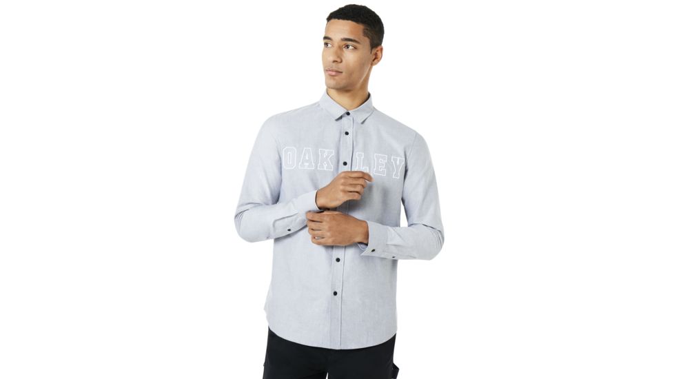 Oakley Icon Oxford Logo Long Sleeve Shirt - Mens, Stone Gray, Extra Large, 401903-22Y-XL