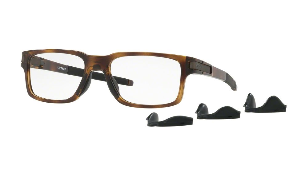 Oakley LATCH EX OX8115 Progressive Prescription Eyeglasses 811506-52 - Polished Brown Tortoise Frame, Clear Lenses