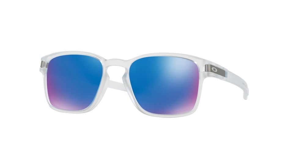 Oakley LATCH SQ OO9353 Sunglasses 935306-52 - Matte Clear Frame, Sapphire Iridium Polarized Lenses