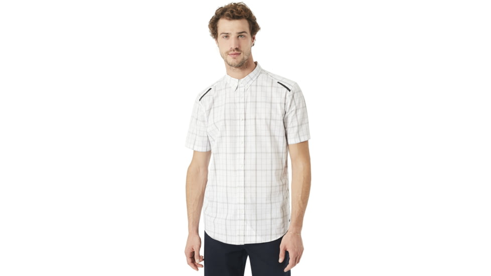 Oakley Local Short Sleeve Plaid - Mens, White, Extra Large, 401865-100-XL