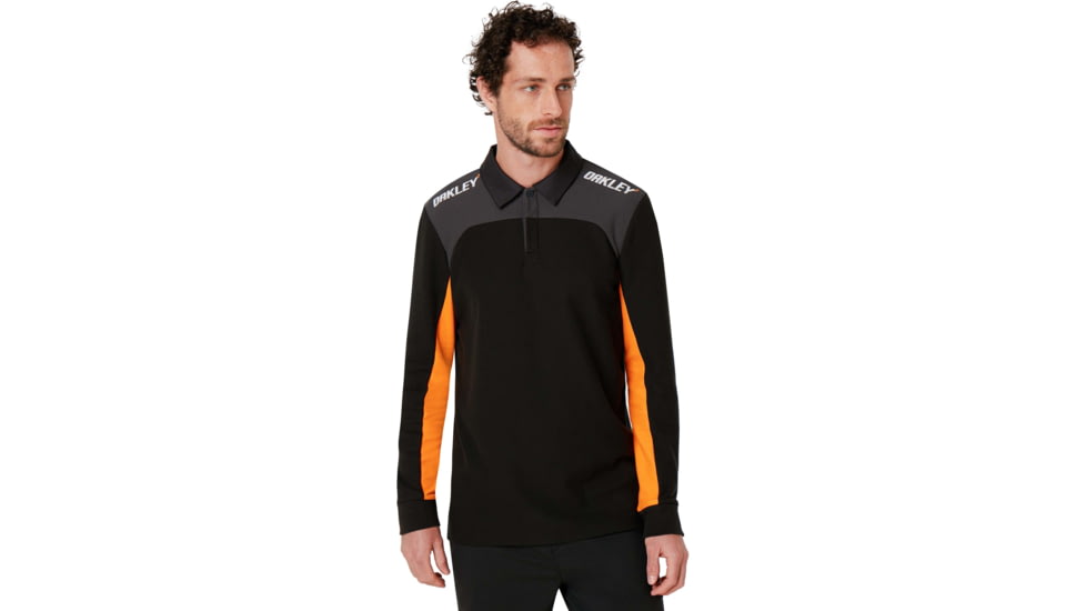 Oakley Logo Racing Team Long Sleeve Polo - Mens, Blackout, Large, 434419-02E-L