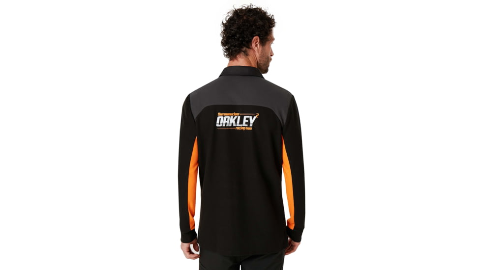 Oakley Logo Racing Team Long Sleeve Polo - Mens, Blackout, Large, 434419-02E-L