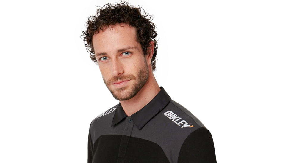Oakley Logo Racing Team Long Sleeve Polo - Mens, Blackout, Large, 434419-02E-L