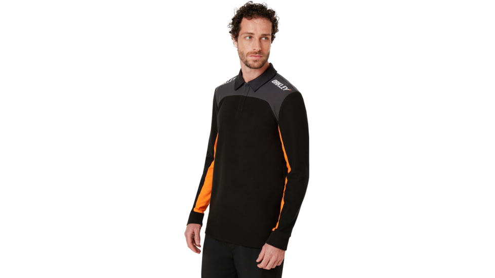 Oakley Logo Racing Team Long Sleeve Polo - Mens, Blackout, Large, 434419-02E-L