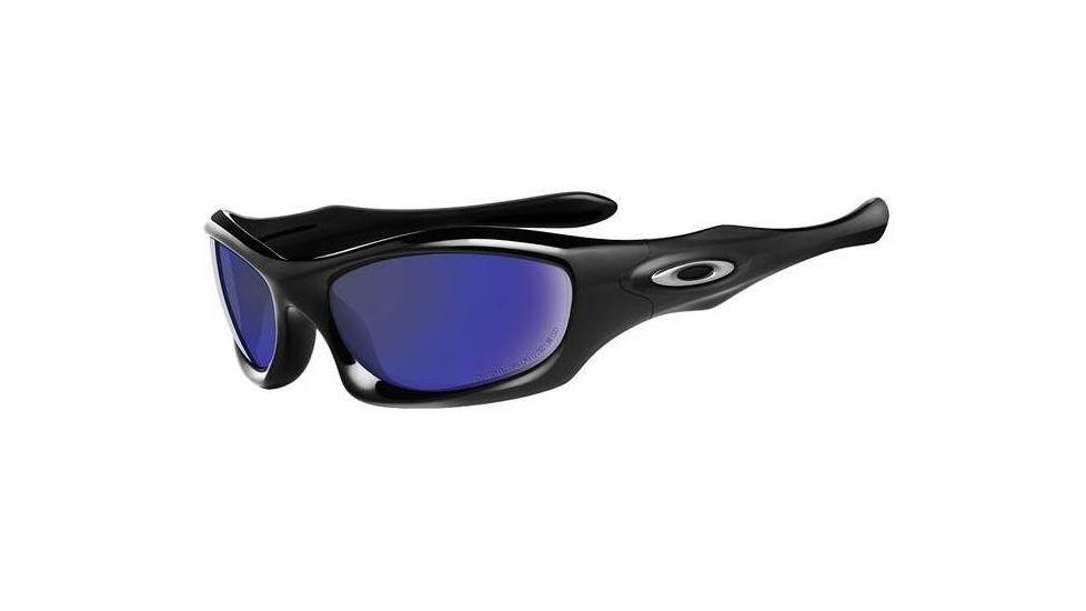 Oakley Monster Dog Polished Black Frame w/ Deep Blue Polarized Lenses Sunglasses 12-749