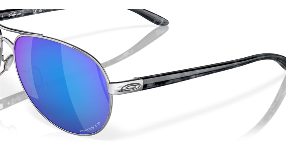 Oakley OO4079 Feedback Sunglasses - Women's, Polished Chrome Frame, Prizm Sapphire Polarized Lenses, 407933-59