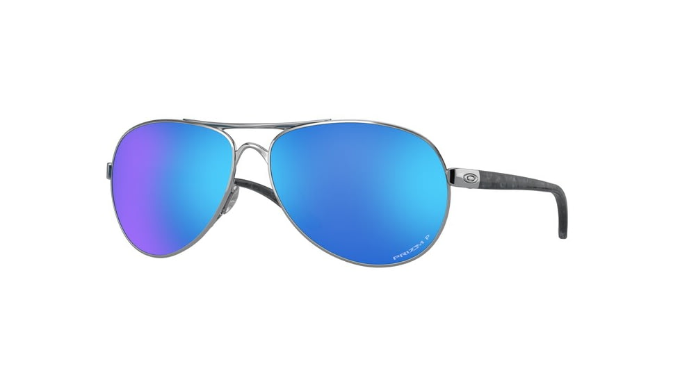 Oakley OO4079 Feedback Sunglasses - Women's, Polished Chrome Frame, Prizm Sapphire Polarized Lenses, 407933-59
